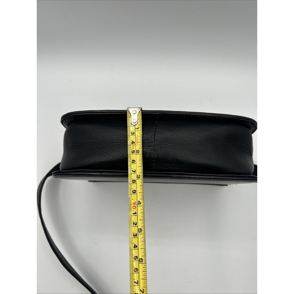 Black Faux Leather Crossbody Bag Gold Tone Turn Lock Flap Shoulder Bag Women - Picture 14 of 14